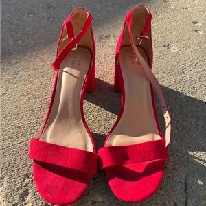 Red Block Heel Sandals